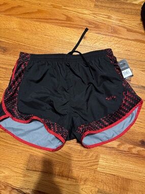 Women's Black and Red Athletic Running Shorts